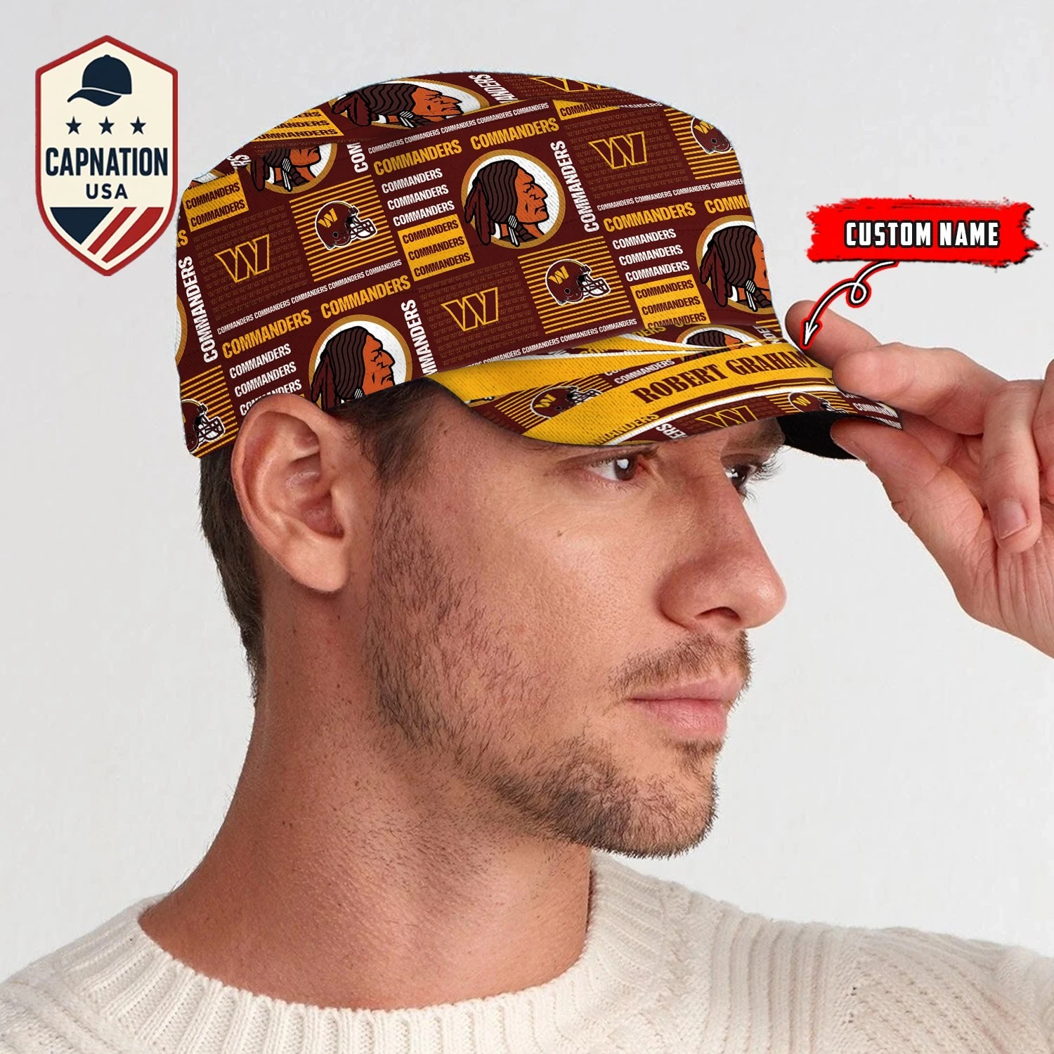 Washington-Commanders Custom Military Cap football Flat Cap Baseball Cap Gift For Men