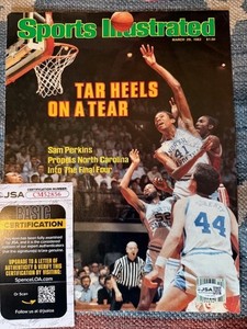Sam Perkins Signed Sports Illustrated cover  3/29/82  NC Tar Heels -  JSA