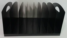 MMF Industries Black Metal Desktop File Holder Organizer Black 8 Slots 15.25"
