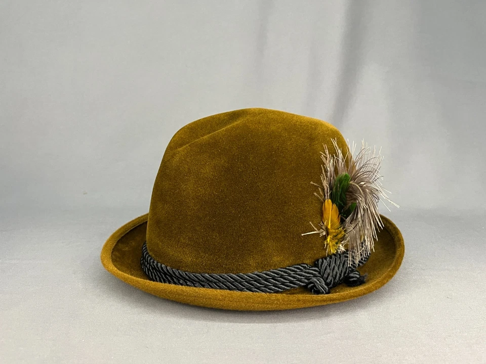 De Colección Brooks Brothers Sombrero Fedora de Fieltro Marrón con Plumas y Banda de Cordón + Caja Talla 7 1/2 Foto 2 de 4