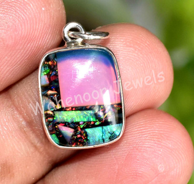 12.40 Karat Kunstdiamanten Kissen Monarch Feuer Opal 925 Sterlingsilber Anhänger