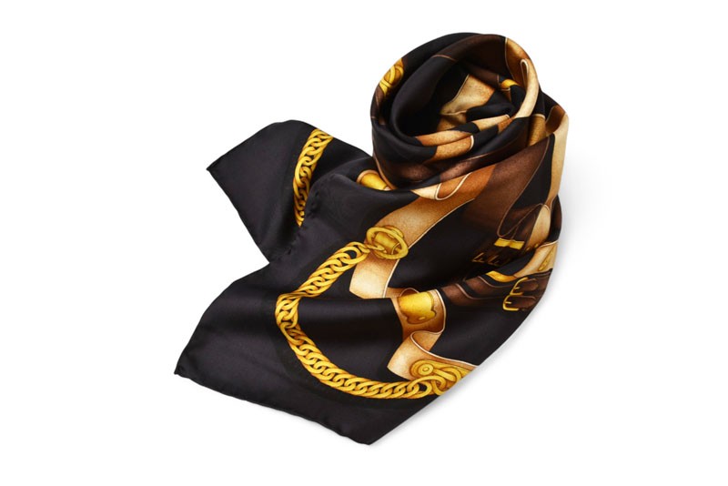 Gucci Authentic Black Multicolor Scarf with Large Belt Motif