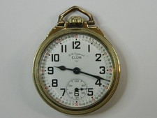1954 ELGIN BW RAYMOND 571 21J 9AP 10K GF POCKET WATCH - RUNS - GREAT TIMEKEEPER