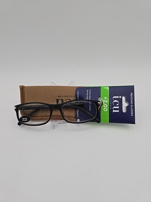 ICU Eyewear Reading Glasses Black +2.00 With Soft Case