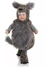 Wolf Plush Gray Belly Babies Costume Hood, Shoe Covers Toddler 18-24 Mon. Spirit