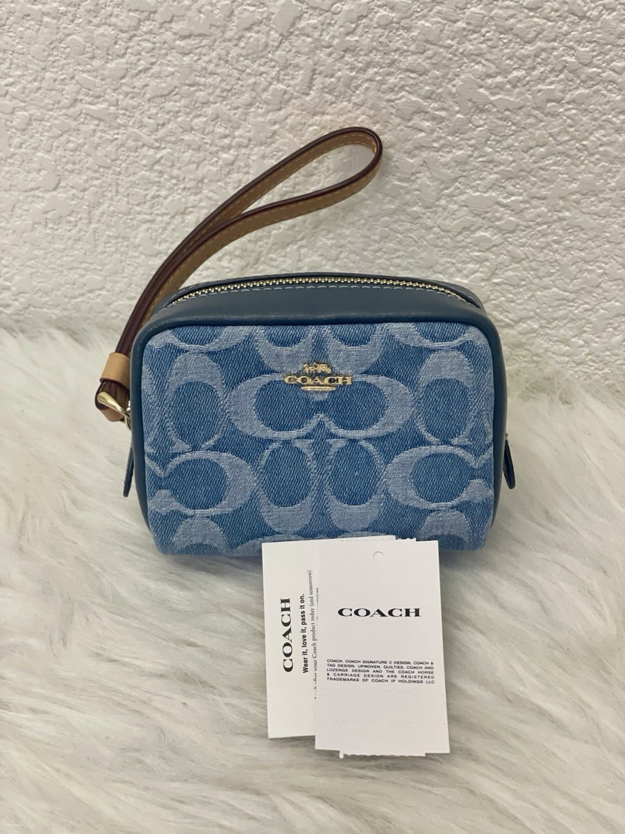 NWT Coach Pouch Wristlet In Signature Denim CDF02 | eBay