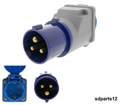 Schuko Steckdosenadapter - CEE 230V 16A IP44 Wohnmobil Wohnwagen
