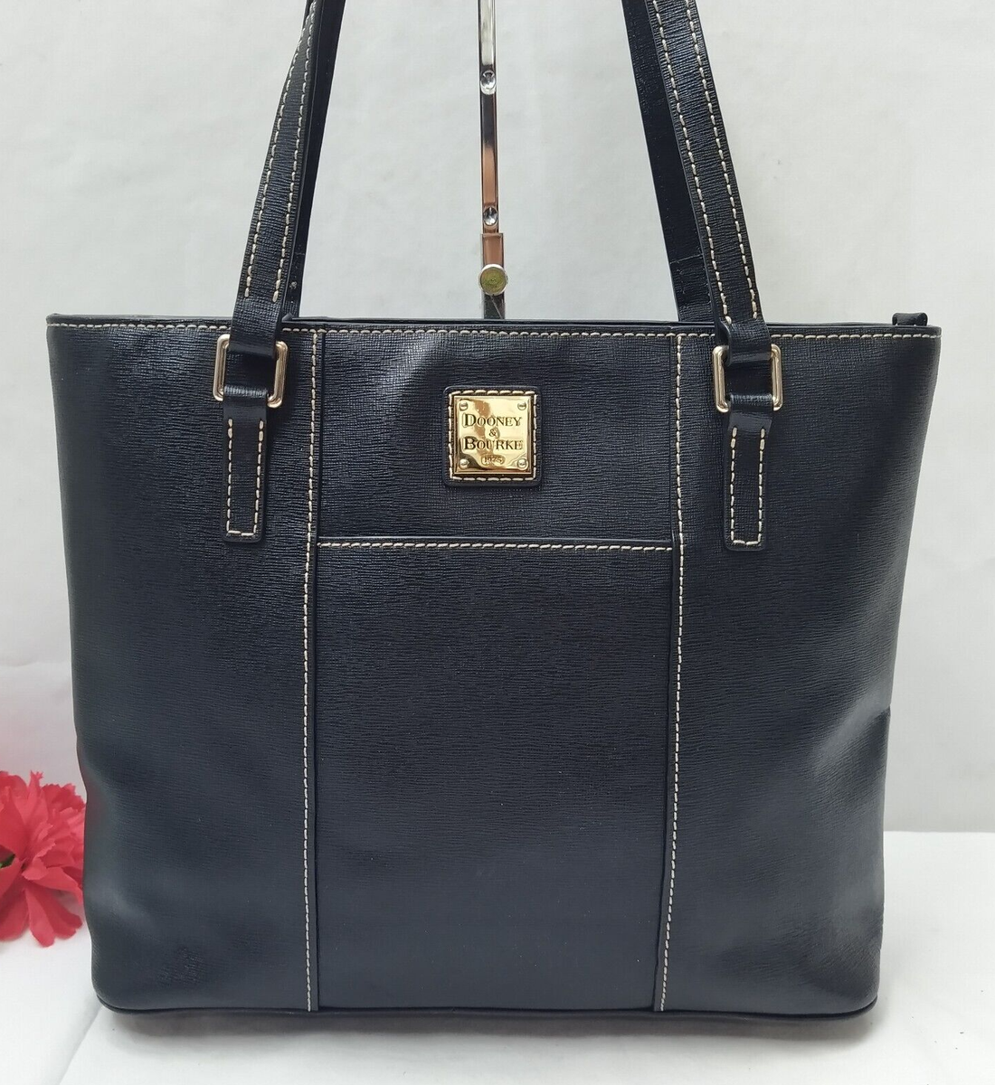 Dooney & Bourke Lexington Black Leather Double Handles Tote
