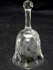 Vintage 5.25" Etched Crystal Bell & Clapper - Rose & Stem Cut - Unknown Maker
