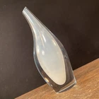 Vintage Bud Vase Art Glass Clear Opal Flower PRIORITY MAIL