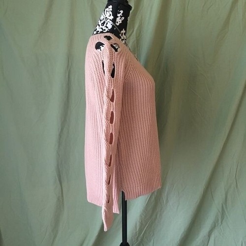 Sky and Sparrow Sweater Women's S Boho Spring Pink Peekaboo Cut Out - Picture 2 of 9