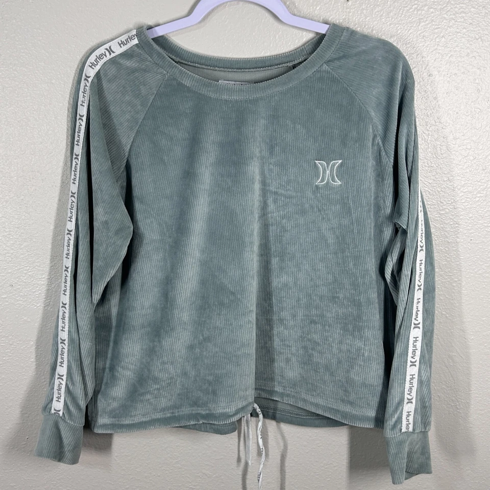 Camisa de punto acanalado de manga larga media Hurley para mujer - verde salvia Foto 4 de 4