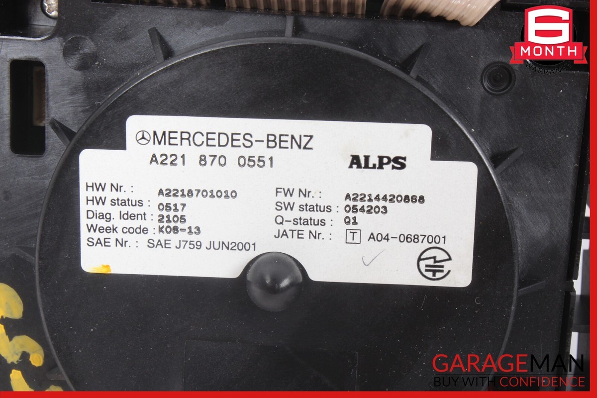 07-09 Mercedes W221 S550 Center Console Multi Function