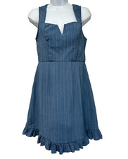 Here Comes The Sun Blue Sleeveless Fit and Flare with Ruffles Size Medium