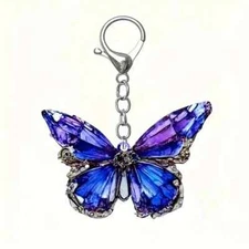 Purple Butterfly Keychain Boho Animal Acrylic Key Chain Ring Purse Bag Trend New