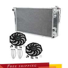 3 Row Aluminum Cooling Radiator+ 2X 12" Fan Kit For 1982-02 Chevy S10 Blazer V8