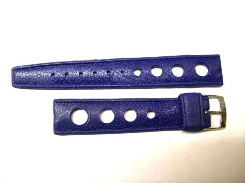 Vintage 1960s rally blue rubber Watch Band 18mm Tropic Type NOS Diver Strap - Afbeelding 1 van 1