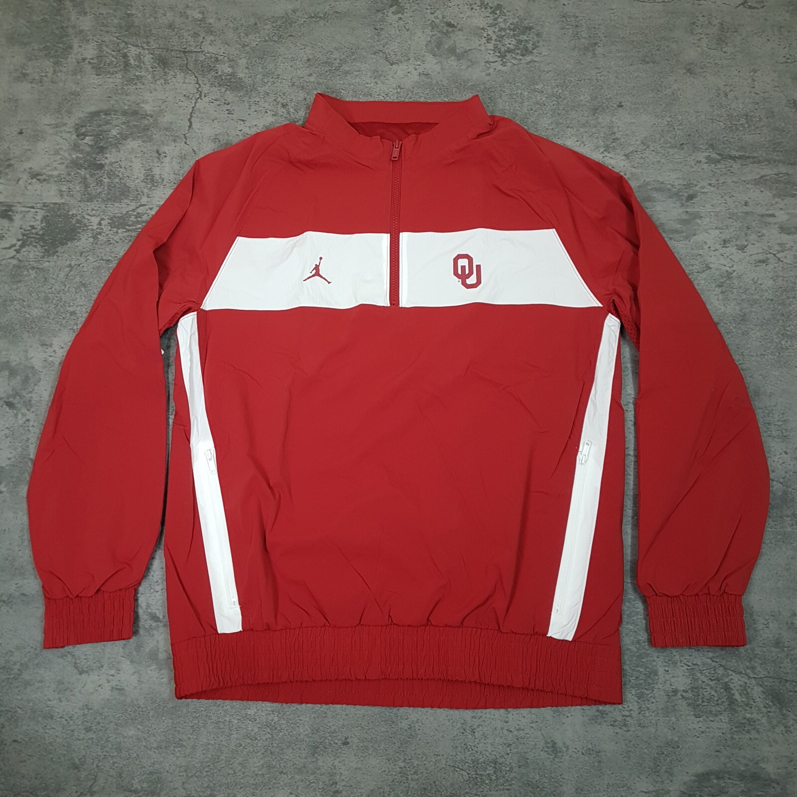 NIKE Air Jordan Oklahoma OU Sooners 1/4 Zip Football Jacket Mens MEDIUM Red