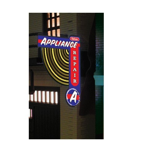 Enseigne Magasin clignotante Miller Engineering 69811 pour décor de réseau HO O