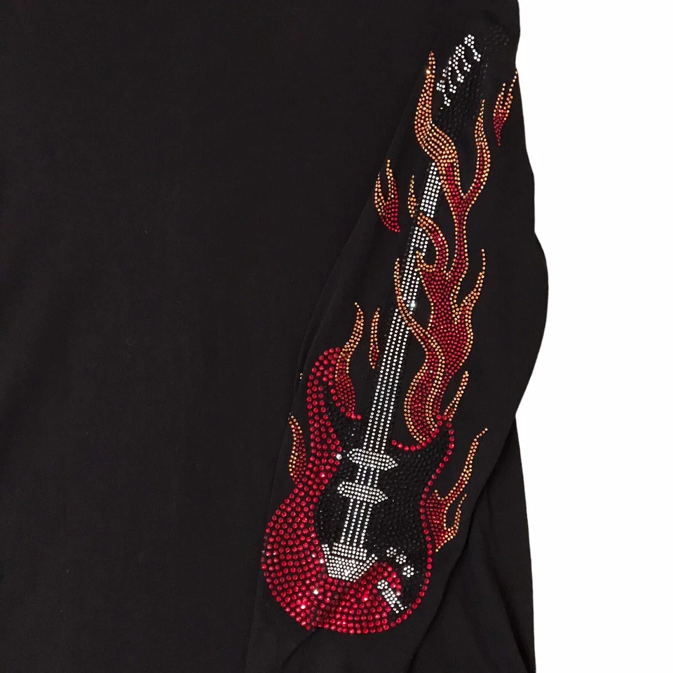 Camiseta Emma & Sam Flaming Guitars L/S pedrería de gran tamaño LEER para mujer talla S” Foto 2 de 4