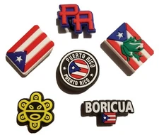 Puerto Rico 6pc Shoe Charm Set! New! Croc Compatible! Shoes, Bracelets, Crafts &