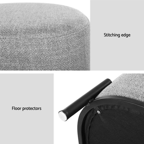 Artiss Ottoman Foot Stool Square Linen Grey - Picture 6 of 7