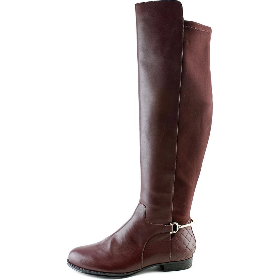 Isaac Mizrahi ~ Cuero ~ Elástico ~ Botas Sobre la Rodilla ~ Talla 7.5 ~ Borgoña - Imagen 2 de 4
