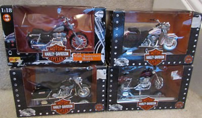 Lot of 4 Maisto Harley Davidson 1:18 Scale Motorcycles New in Box