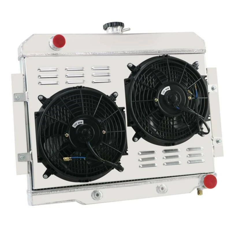 Ventilador de cubierta de radiador de 3 filas para Jeep CJ5 CJ7 1973-85 1982 Chevy 350 V8 cambio de motor Foto 2 de 4