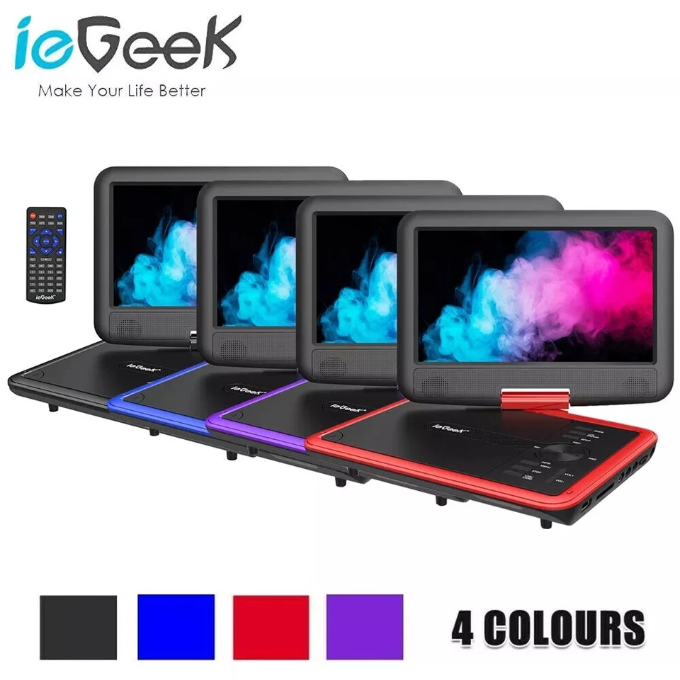 ieGeek 11.5" Portable DVD Player Swivel Screen Region Free Rechargeable Battery - Image 2 of 4