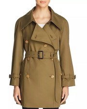 Burberry Fortingall Gabardine Trench Coat Military Olive Exaggerated Collar