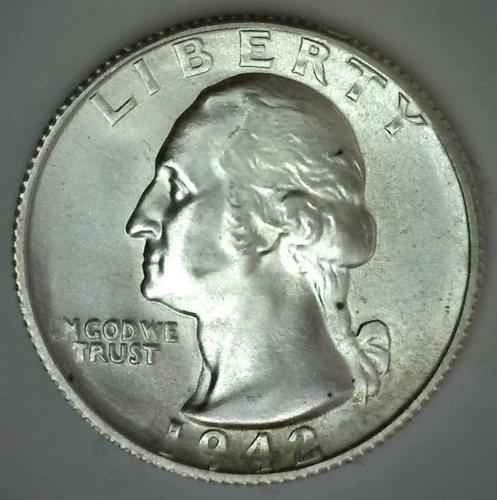 1942 S Silver Washington Quarter 25c US Coin Uncirculated San Francisco Minted