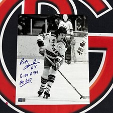Ron Greschner Autographed New York Rangers 8X10  Photo Stats Signed Steiner CX