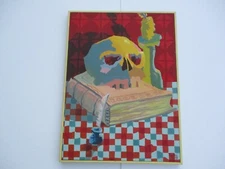 GERALD PAYNE ROWLES PAINTING VINTAGE ABSTRACT SURREALISM MODERNISM SKULL 27 INCH