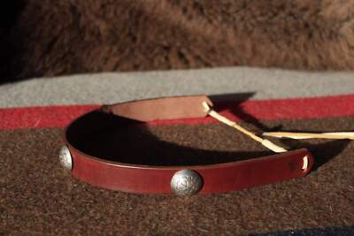 Leather Hat Band with Vintage Native American Buttons (Bitterroot)