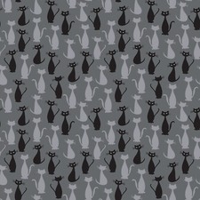 Feline Drive Fabric SPOOKY HOLLOW Cat Charcoal Halloween Fat Quarter 18x22" FQ