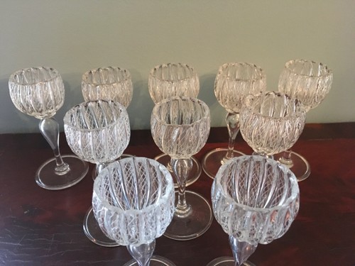 10 Exquisite Murano Venetian Art Glass Swirl Sherry Cordial Glasses air twist - Picture 5 of 9