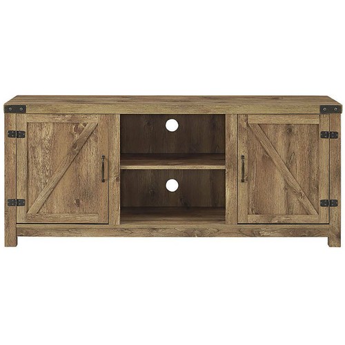 Wooden TV Stand for TVs up to 65-in Modern Farmhouse Barn Doors Shelves Storage - Picture 7 of 9