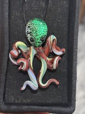 Glass Octopus Necklace, Blown Glass Octopus Beaded.