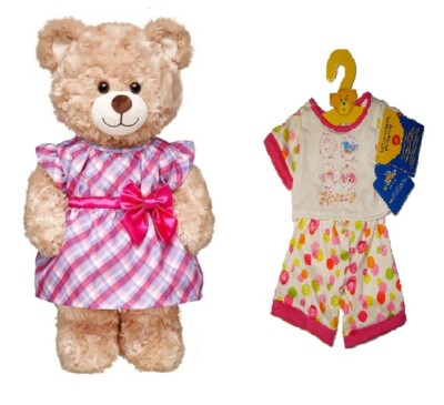Build A Bear Lala Hooray PJs 2-teiliges Set plus kariertes Kleid NEU SK1 BB 11