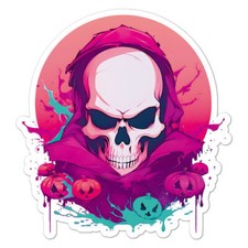 Scary Skull Pumpkins Sticker Decal