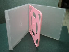 100 NEW SLIM QUAD(4) CD/DVD POLY CASES CLEAR/PINK PSC76CLEAR/PINK TRAY