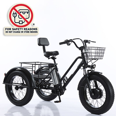 Adult Large Storage Snow Trike 3 wheel e-bike 4.0 Fat Tire Trike