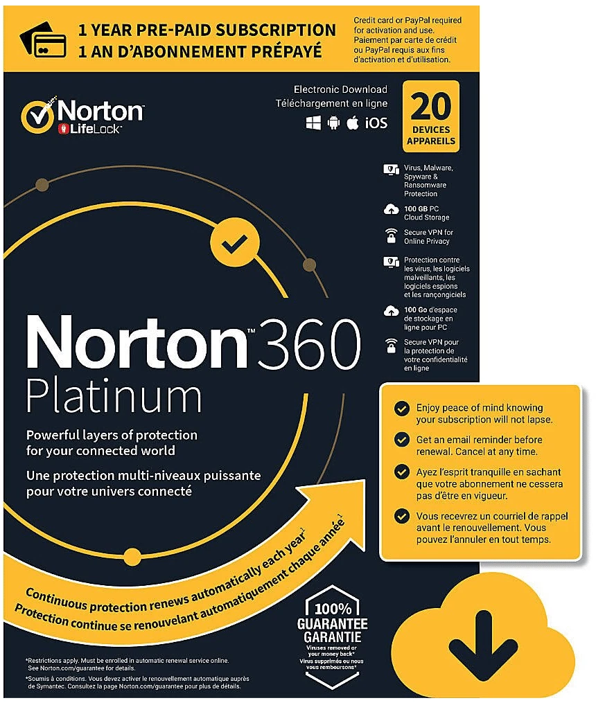 Norton 360 PLATINUM for 2023, 1, 3, 5, 10, 20 Devices 100GB VPN Norton 360 PLATINUM for 2023, 1, 3, 5, 10, 20 Devices 100GB VPN