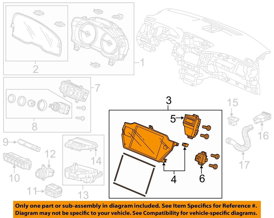 Used Infotainment Display fits: 2018 Acura Rlx upper includes clock Grade A - Image 3 of 4