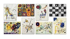 Quadri kandinsky 8 Pezzi Stampa su Tela con Telaio in Legno Arredamento Arte