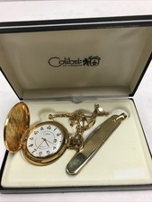 Colibri Quartz Men's Gold Pocket Watch and Knife Set With Case