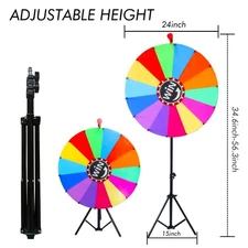 24 inch Spinning Prize Wheel, Ajustable 37"-65" Height Spin Doodle Party Game