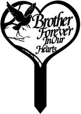 Brother Memorial Grave Marker, Heart Shaped Metal Sympathy Plaque with Dove - Ou