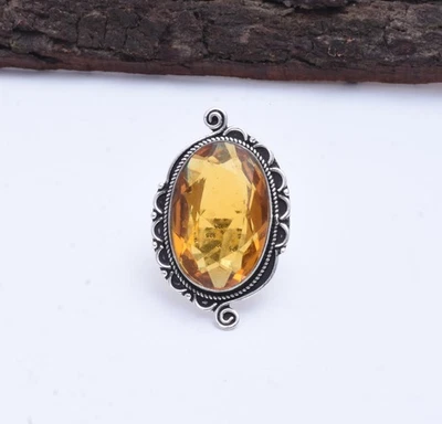 Zitrin Topas Edelstein 925 Sterling Silber Handgefertigter Ring G-41 - Bild 1 von 4